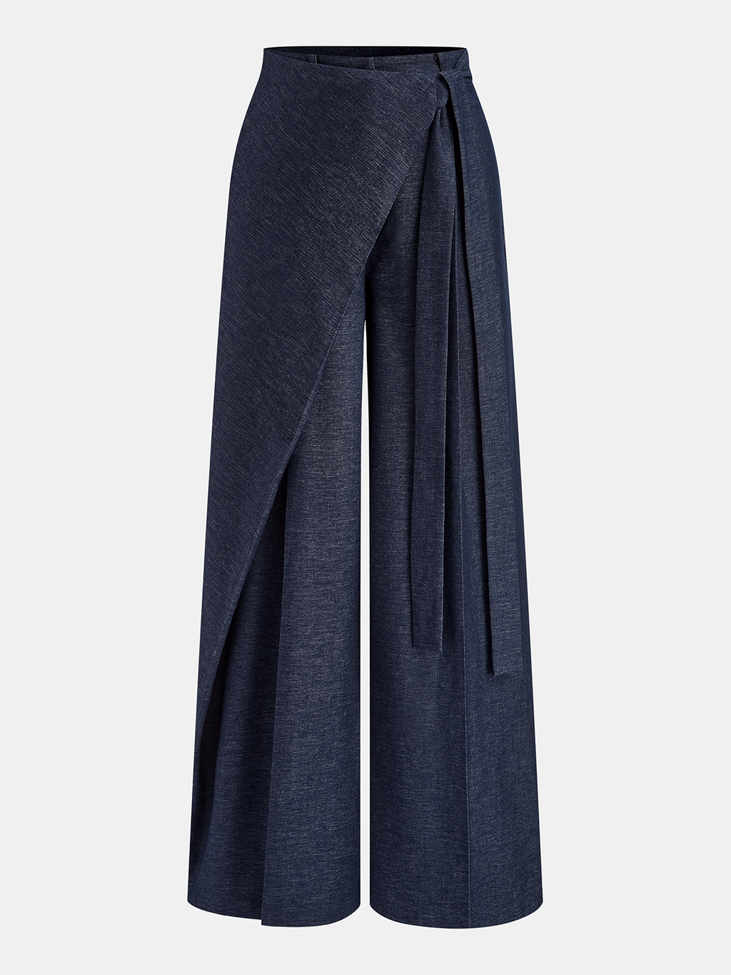 Chic Asymmetric Wide-Leg Wrap Trousers
