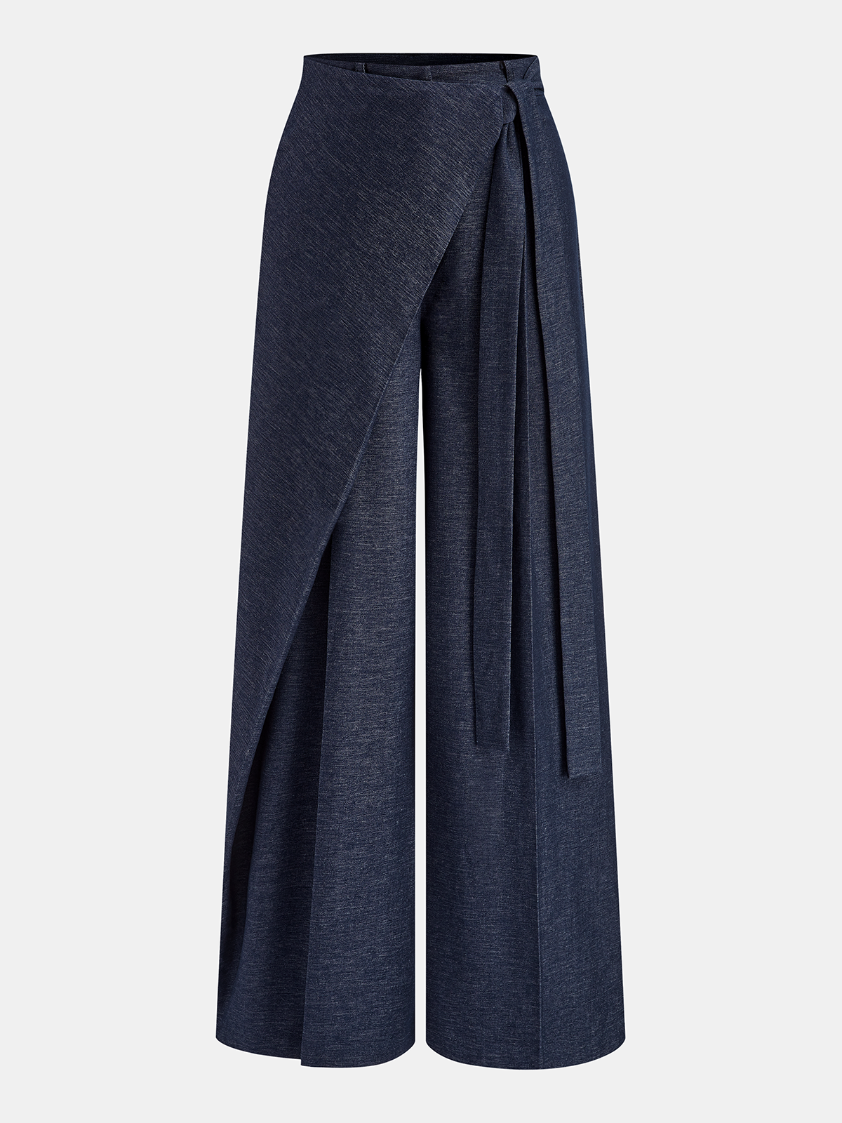 Chic Asymmetric Wide-Leg Wrap Trousers