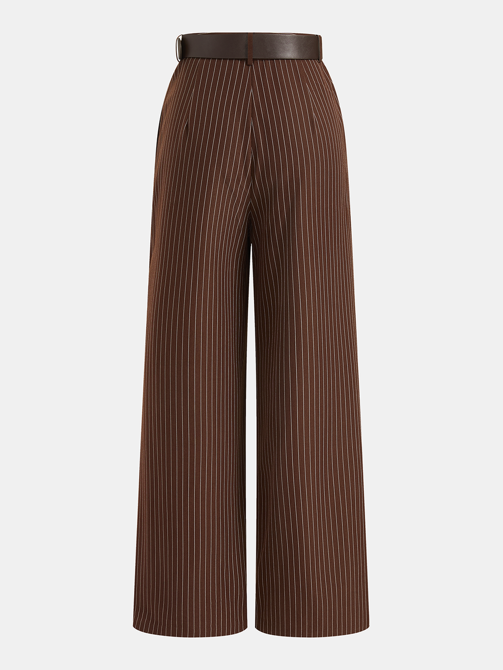 Chic Pinstripe Sleeveless Top and Tailored Pants Ensemble with Belt