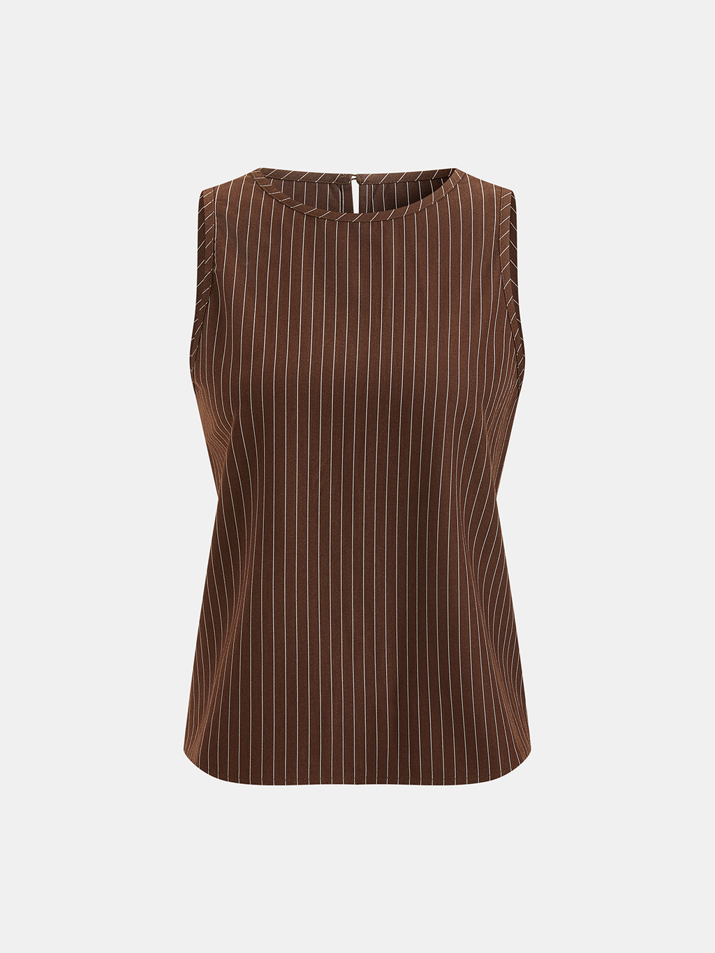 Chic Pinstripe Sleeveless Top and Tailored Pants Ensemble with Belt