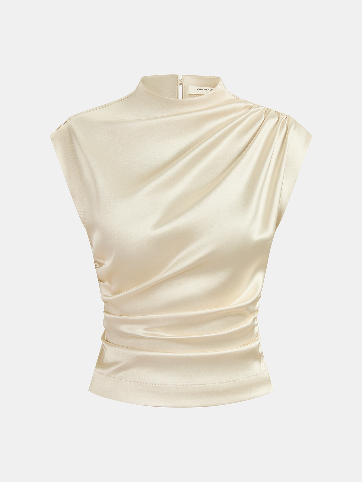 Ruched Satin Top and Midi Skirt Ensemble