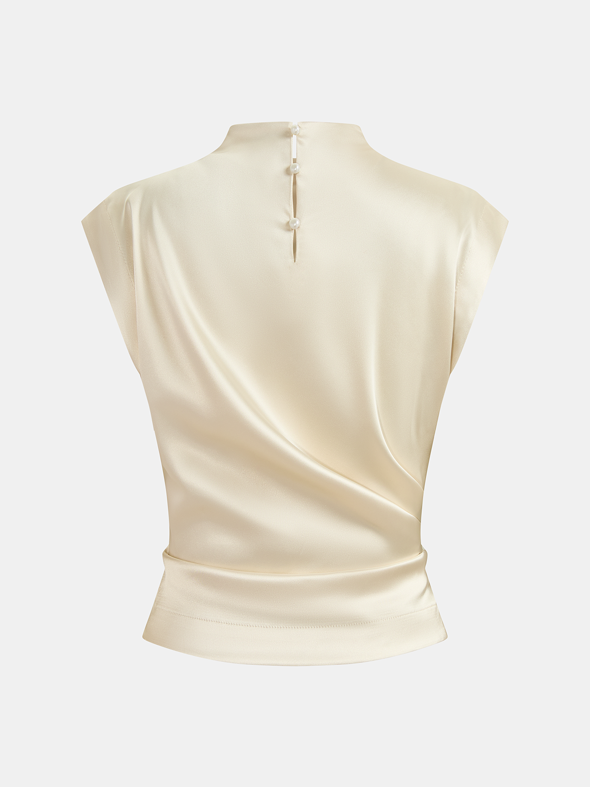 Ruched Satin Top and Midi Skirt Ensemble