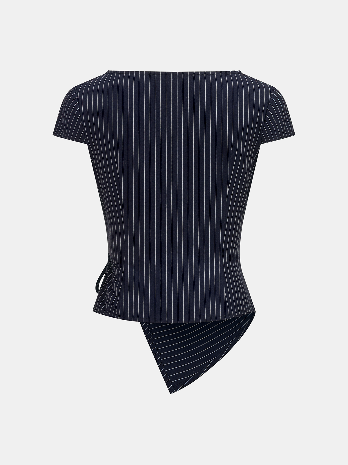Chic Pinstripe Wrap Top with Coordinating Wide-Leg Trousers