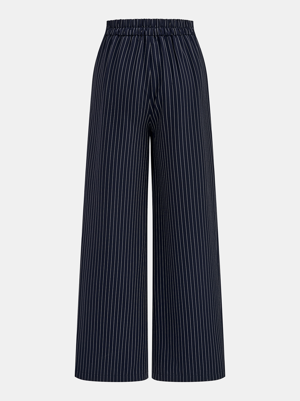 Chic Pinstripe Wrap Top with Coordinating Wide-Leg Trousers