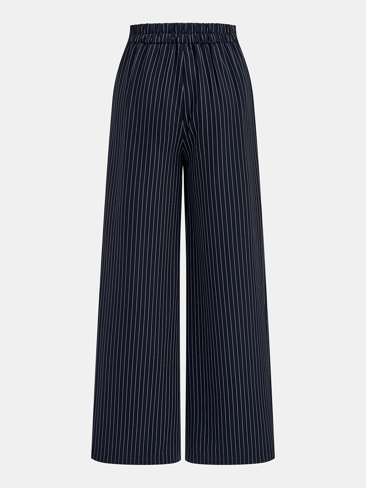 Chic Pinstripe Wrap Top with Coordinating Wide-Leg Trousers