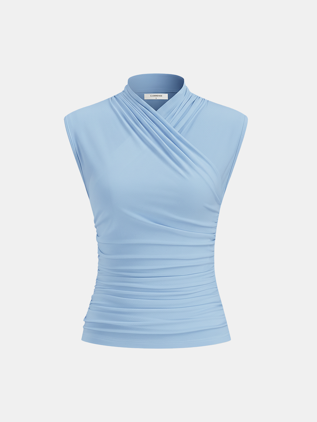 Ruched Cross Neck Fitted Tank Top