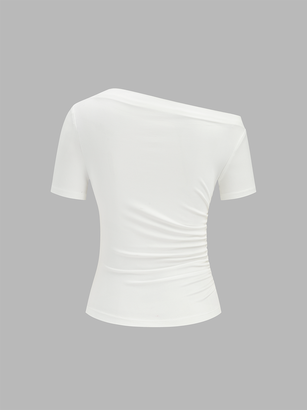 Ruched Off Shoulder Slim Short Sleeve Top