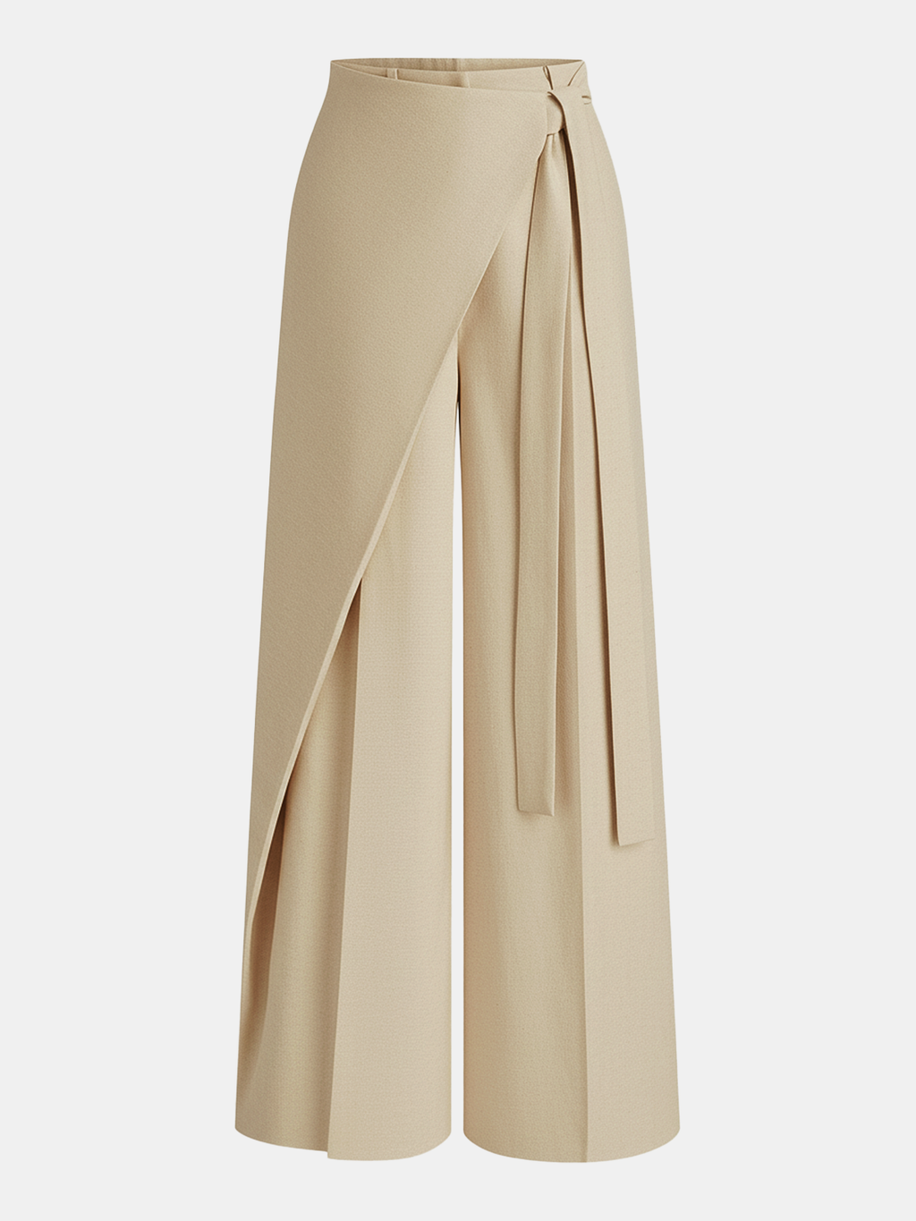 Chic Asymmetric Wide-Leg Wrap Trousers