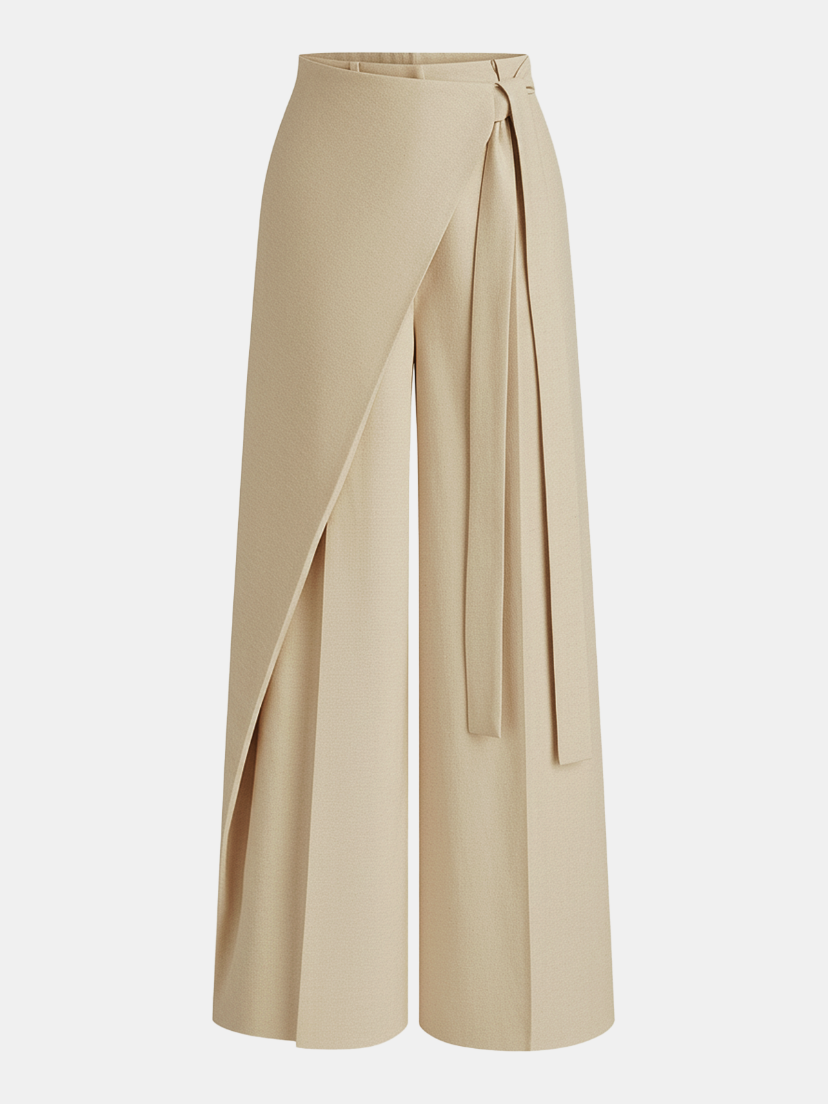 Chic Asymmetric Wide-Leg Wrap Trousers
