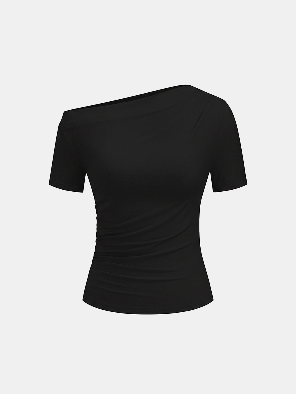 Ruched Off Shoulder Slim Short Sleeve Top