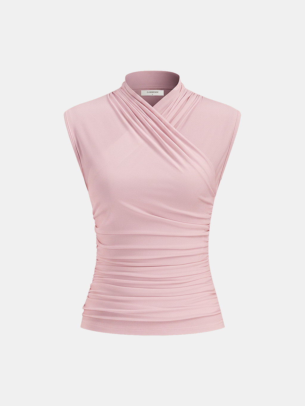Ruched Cross Neck Fitted Tank Top