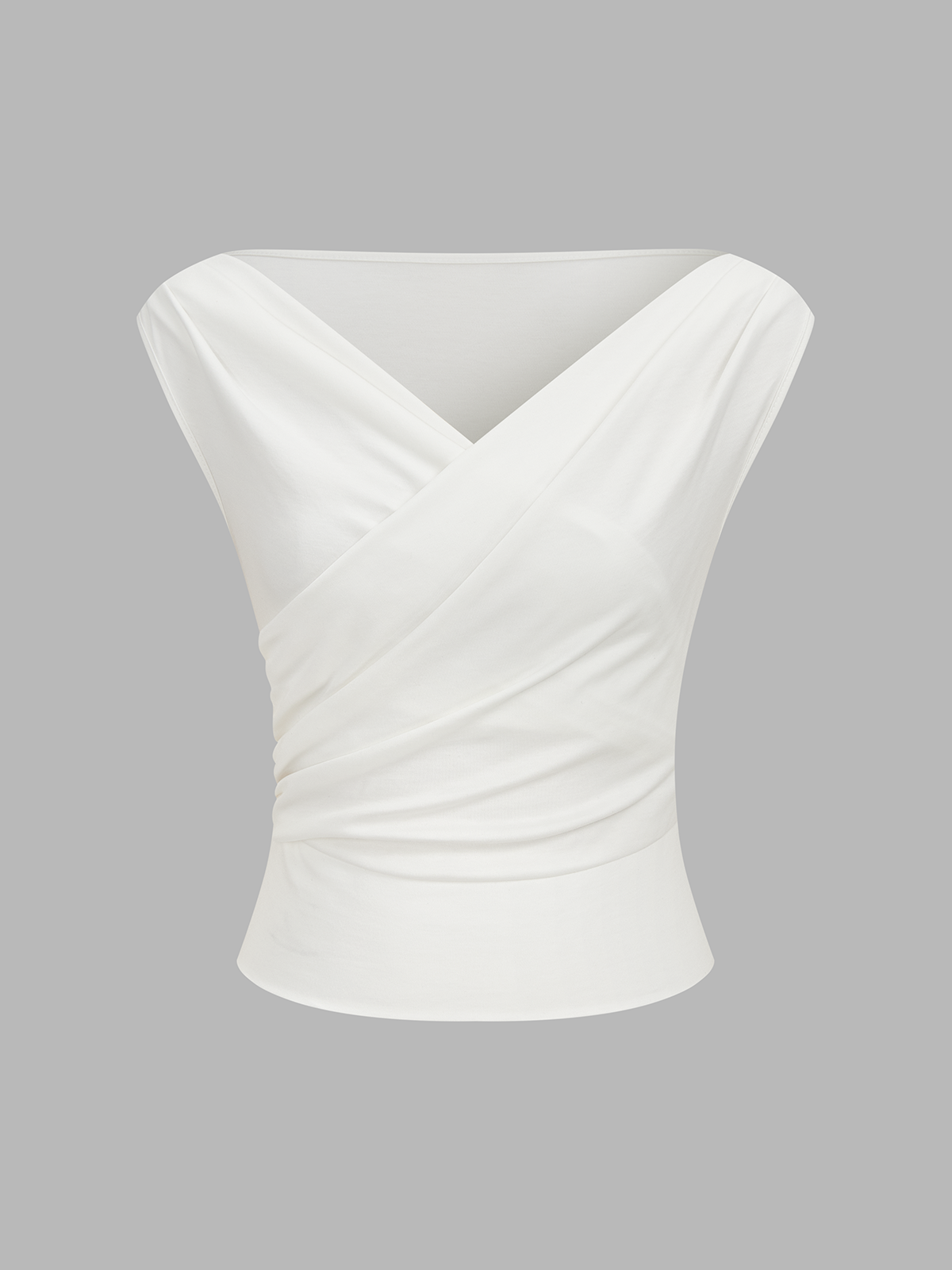 Ruched Blouse with Asymmetric Neckline