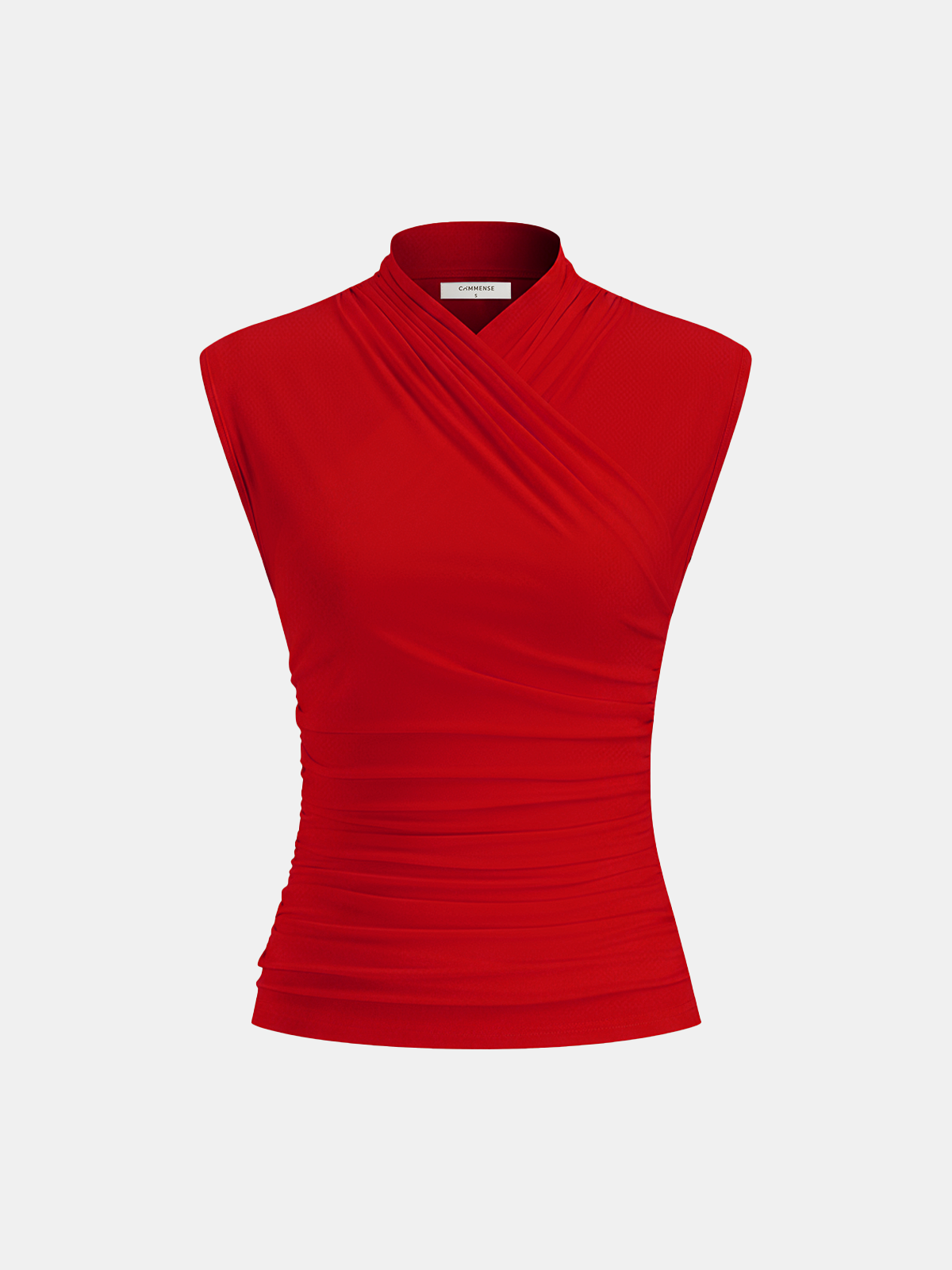 Ruched Cross Neck Fitted Tank Top