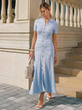 Textured Knit Midi Dress with Short Sleeves