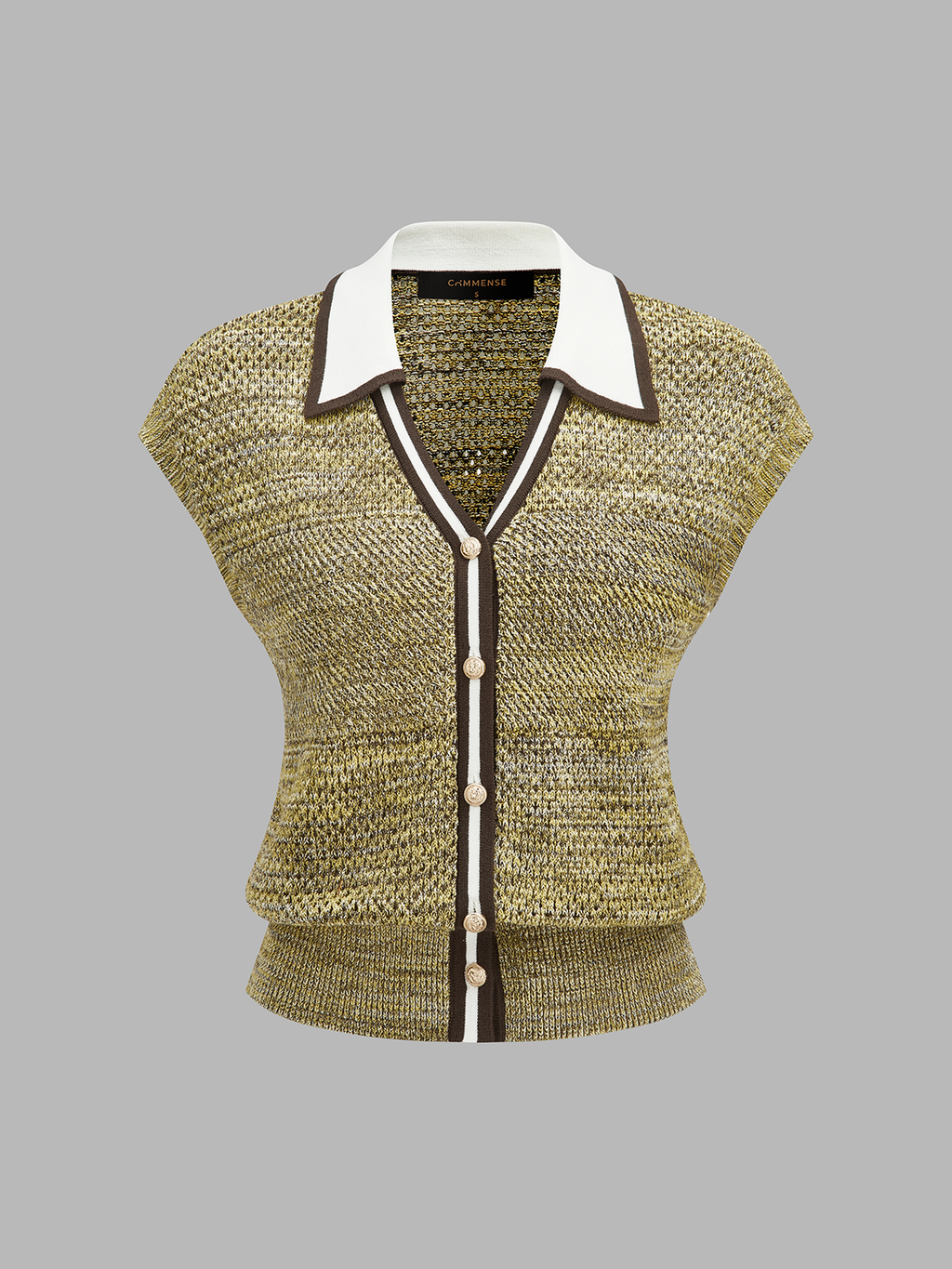Textured Knit Top with Contrast Trim Details