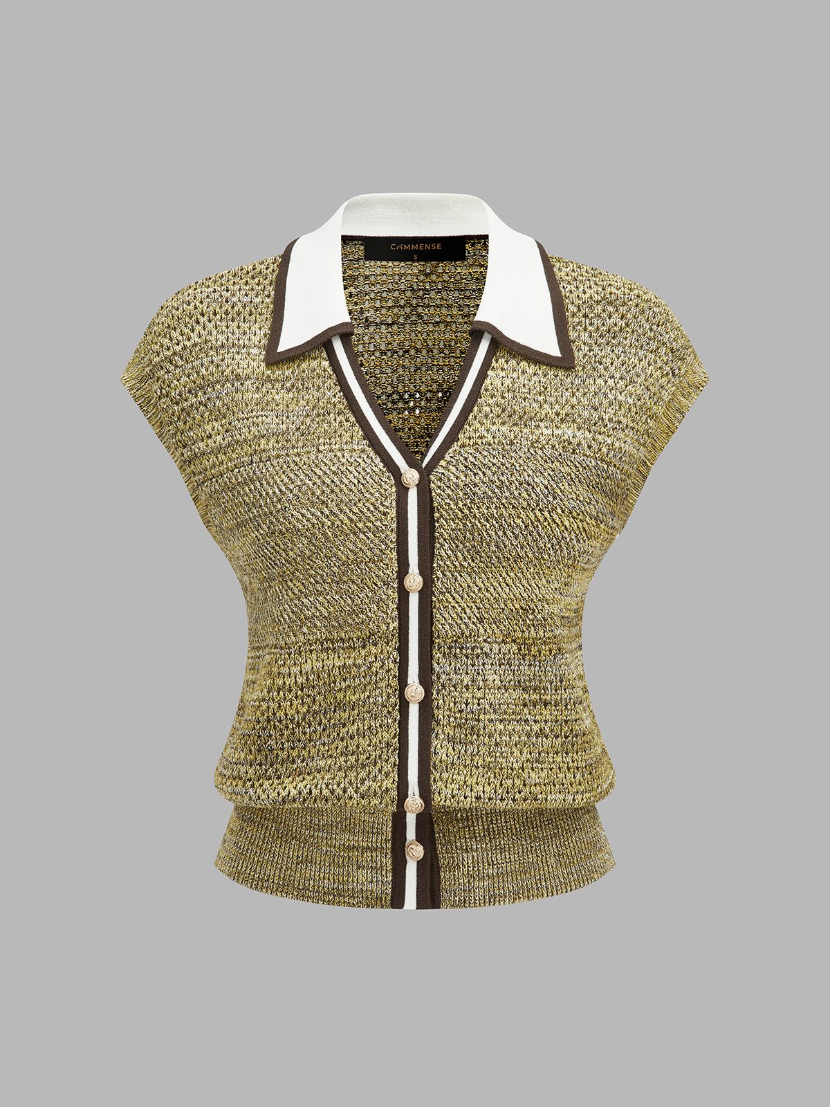 Textured Knit Top with Contrast Trim Details
