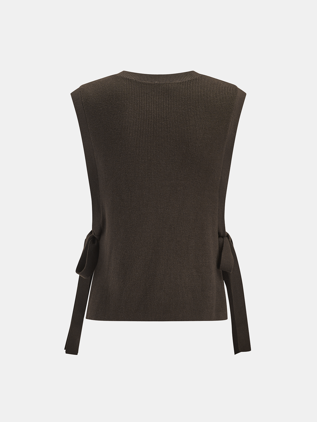 Lace-Trimmed Knit Sleeveless Top with Side Tie Detail
