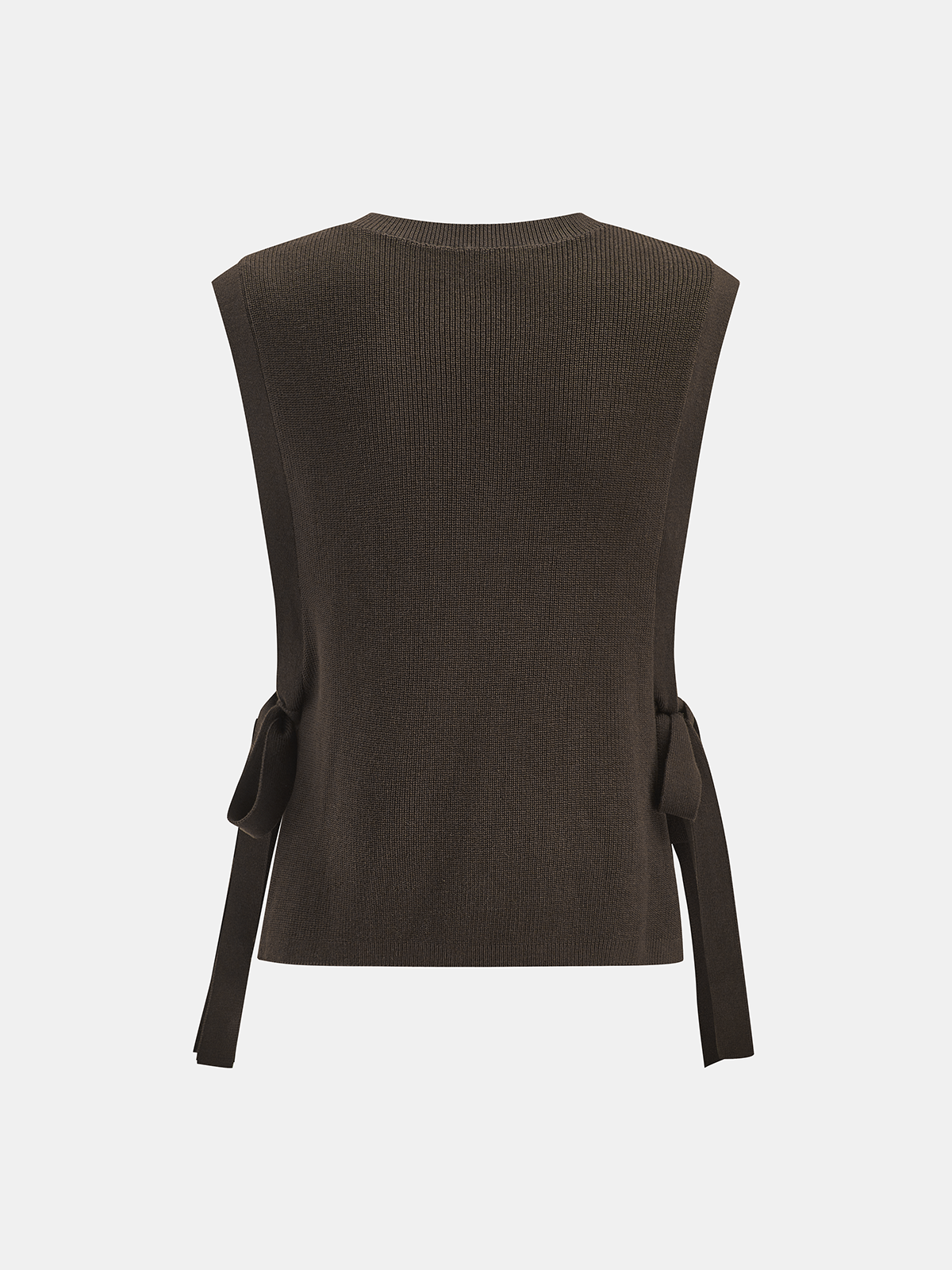 Lace-Trimmed Knit Sleeveless Top with Side Tie Detail