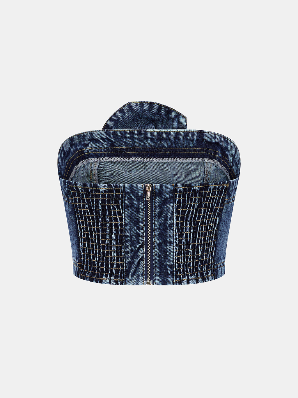 Rose Appliqué Denim Strapless Top