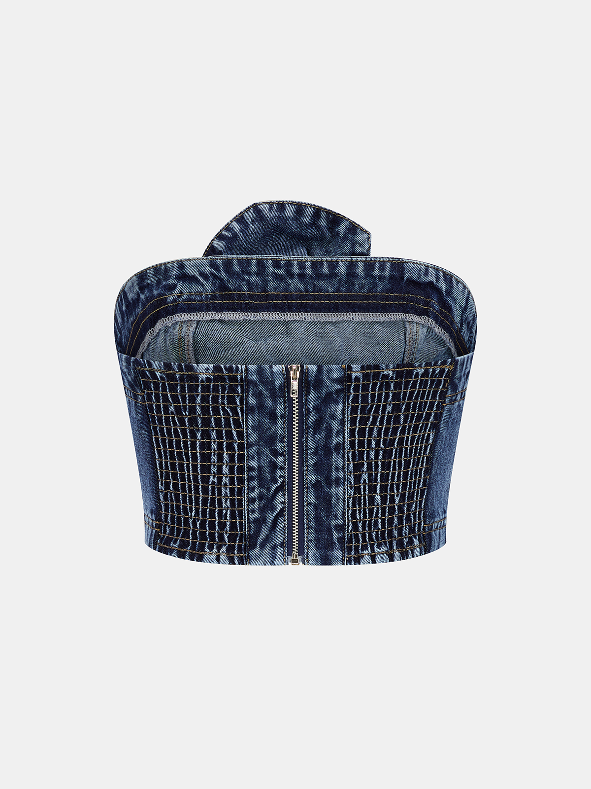 Rose Appliqué Denim Strapless Top