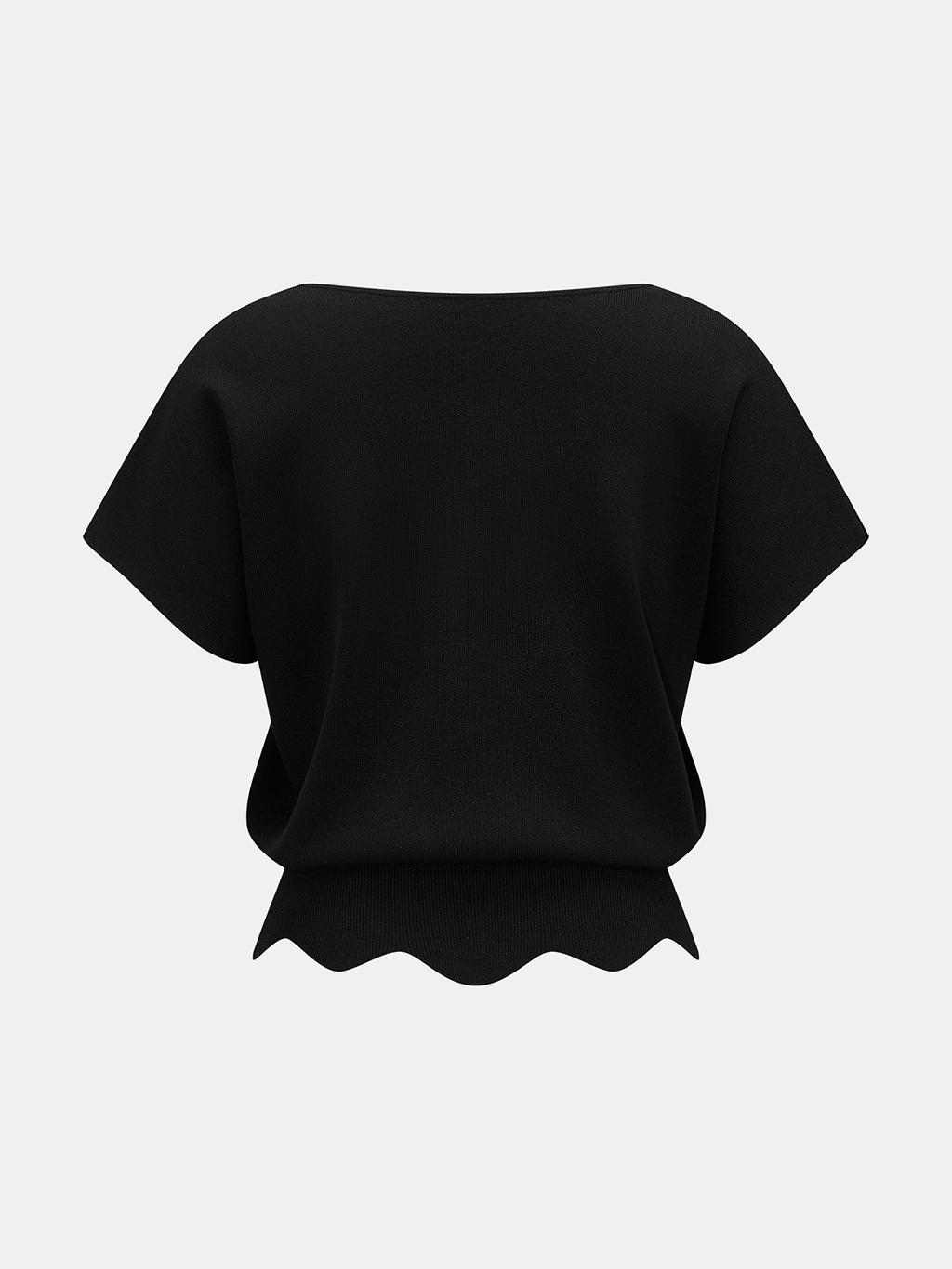 Scalloped Hem V-Neck Knit Top