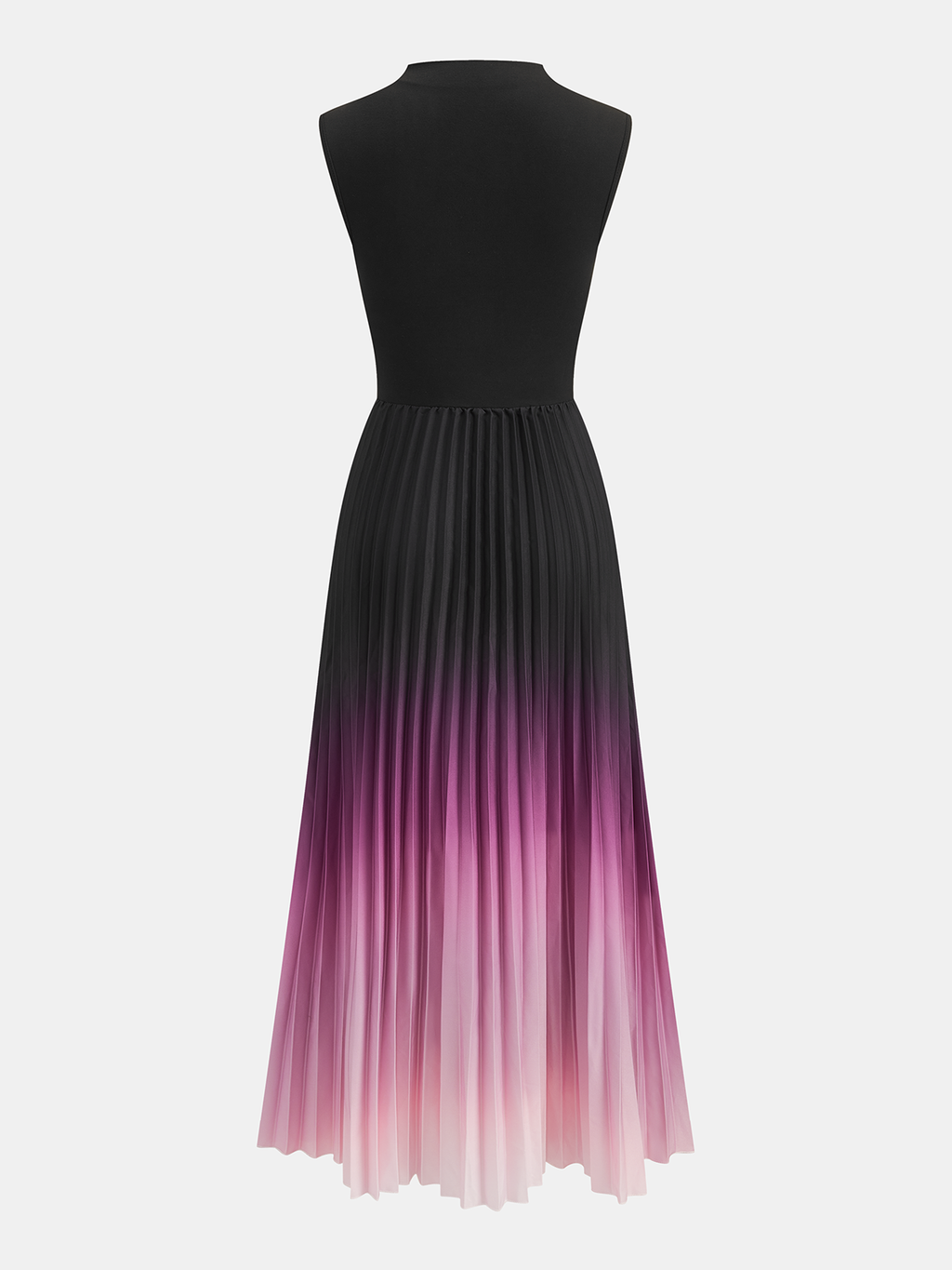 Gradient Pleated Midi Dress with Sleeveless Design