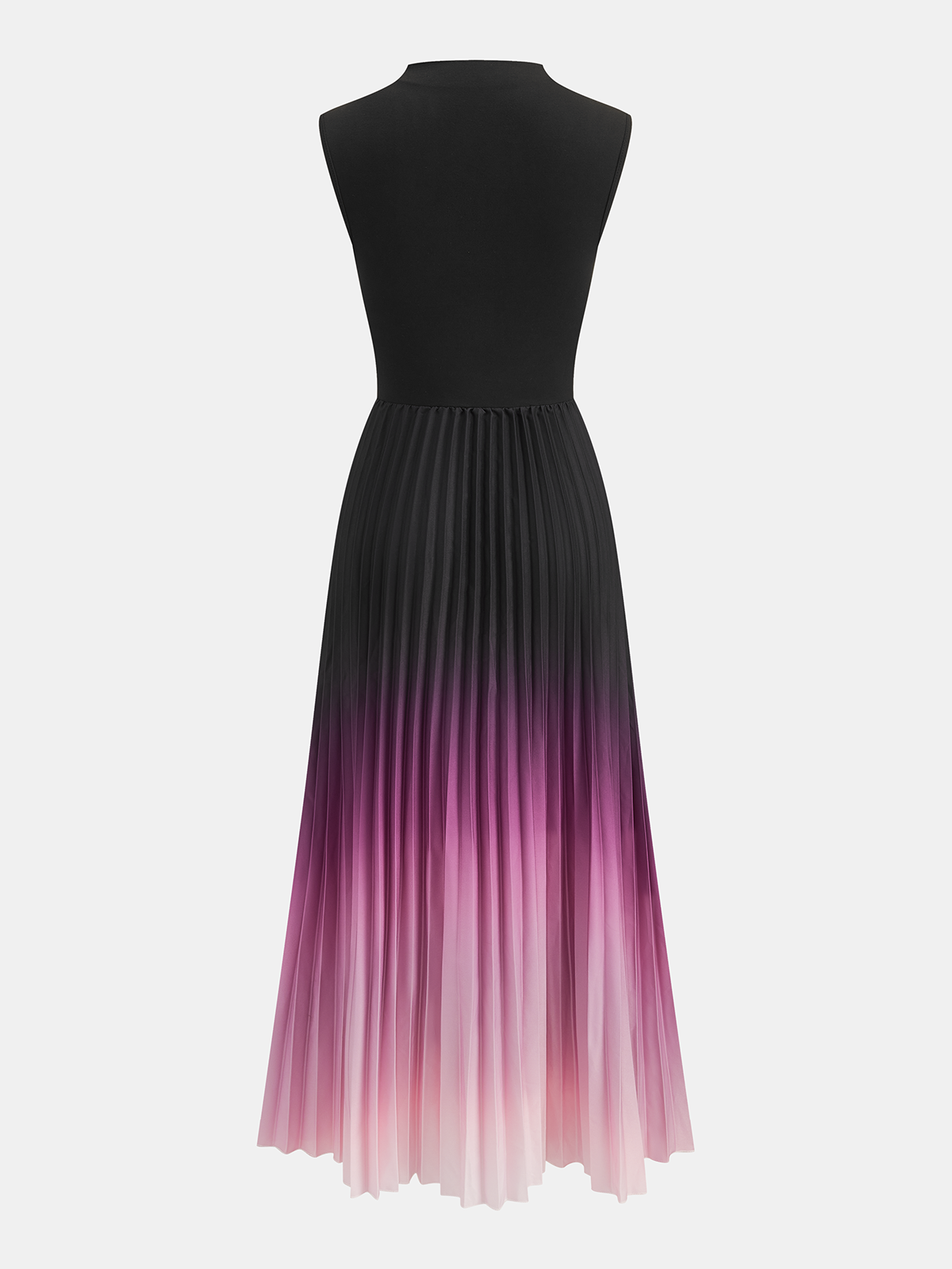 Gradient Pleated Midi Dress with Sleeveless Design