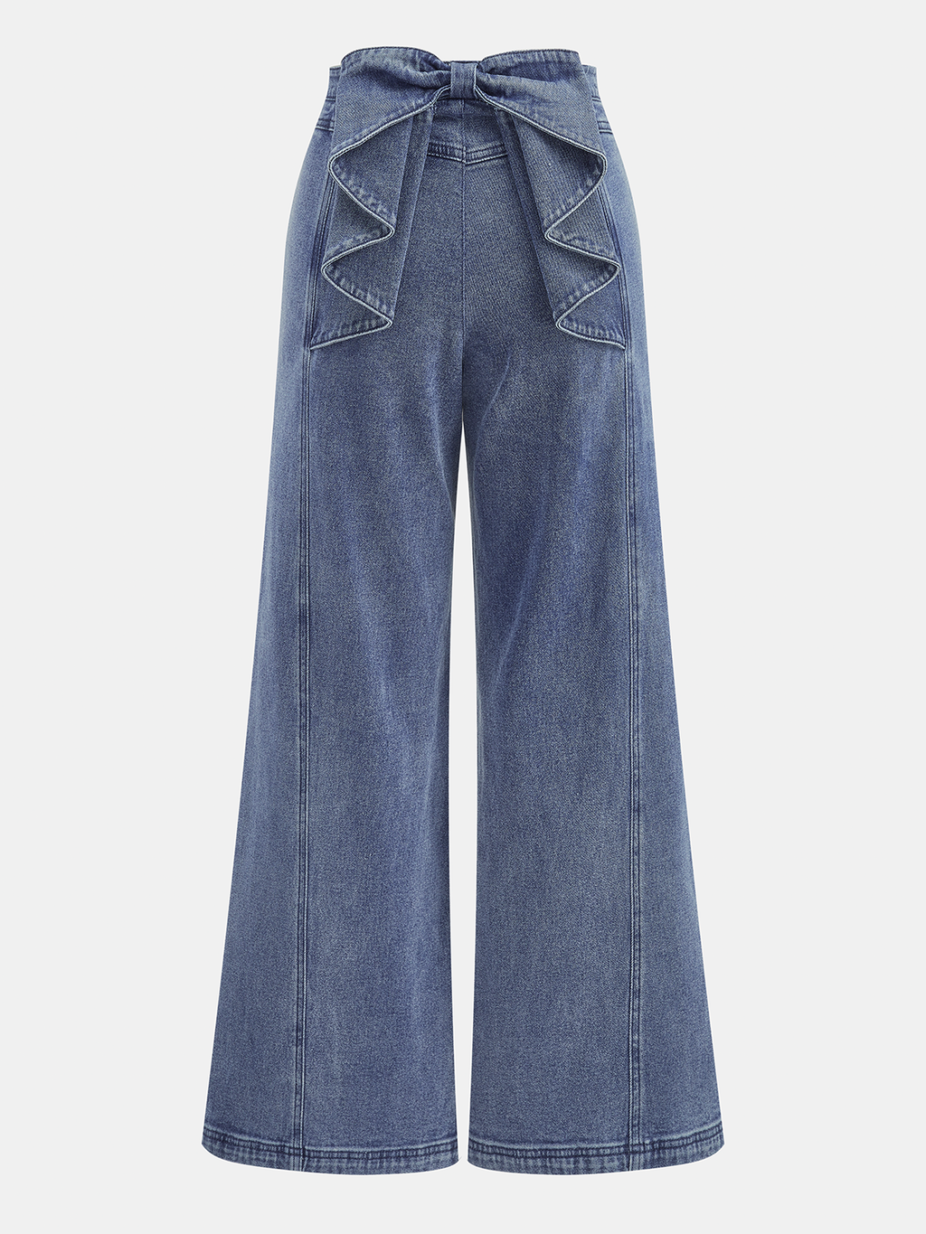High-Waist Wide-Leg Jeans with Bow Detail