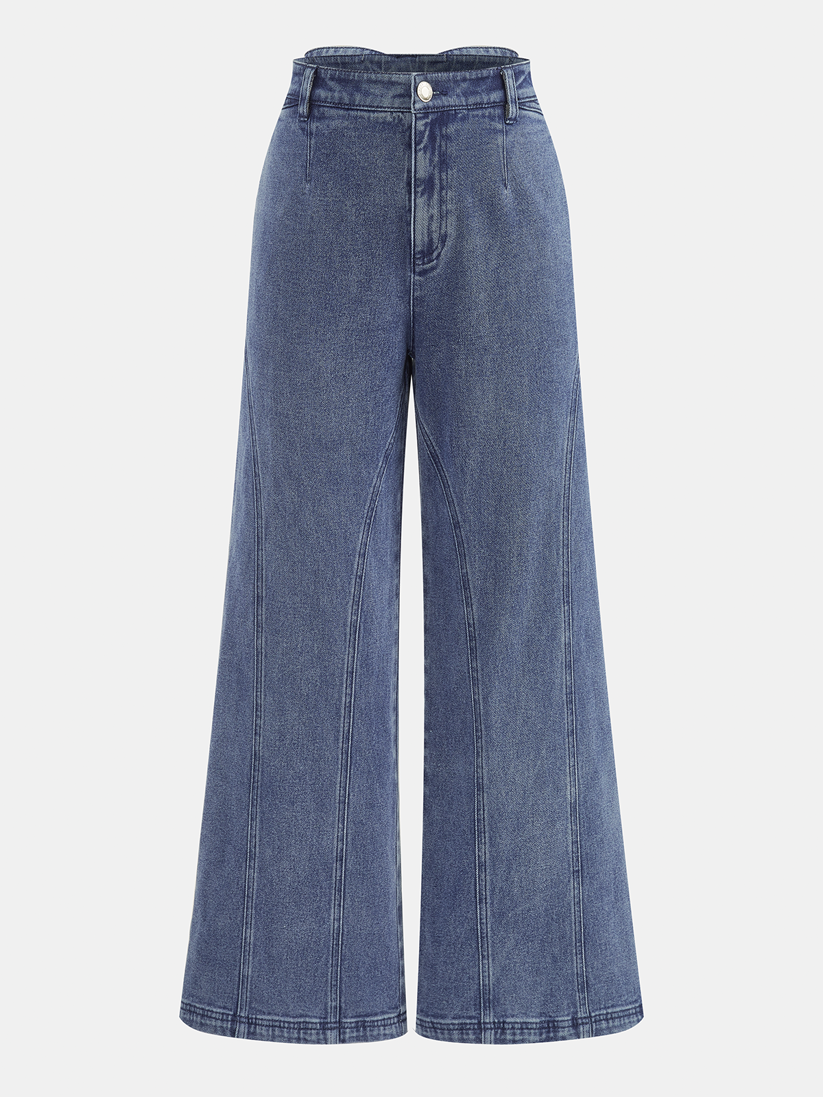High-Waist Wide-Leg Jeans with Bow Detail