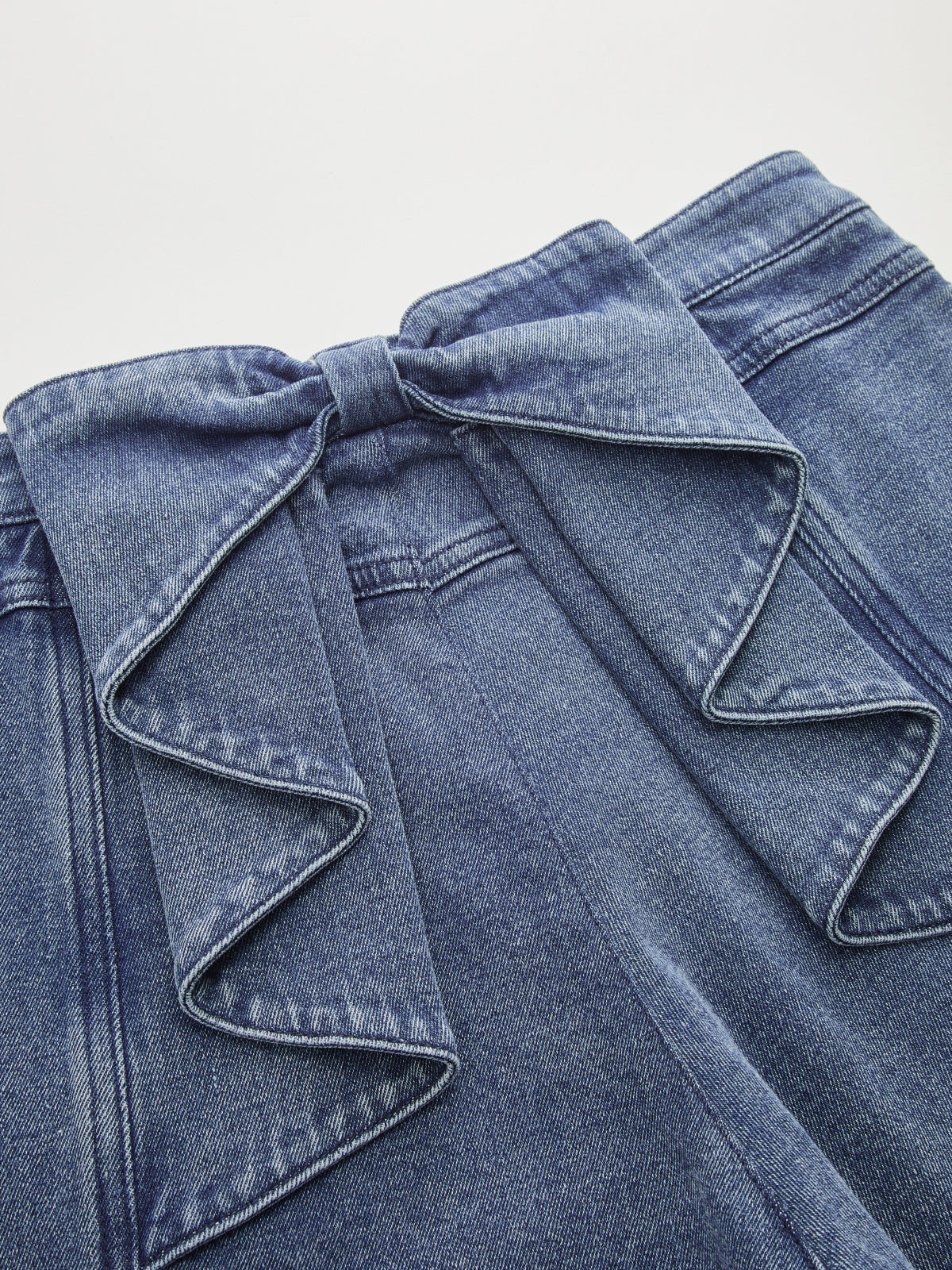 High-Waist Wide-Leg Jeans with Bow Detail
