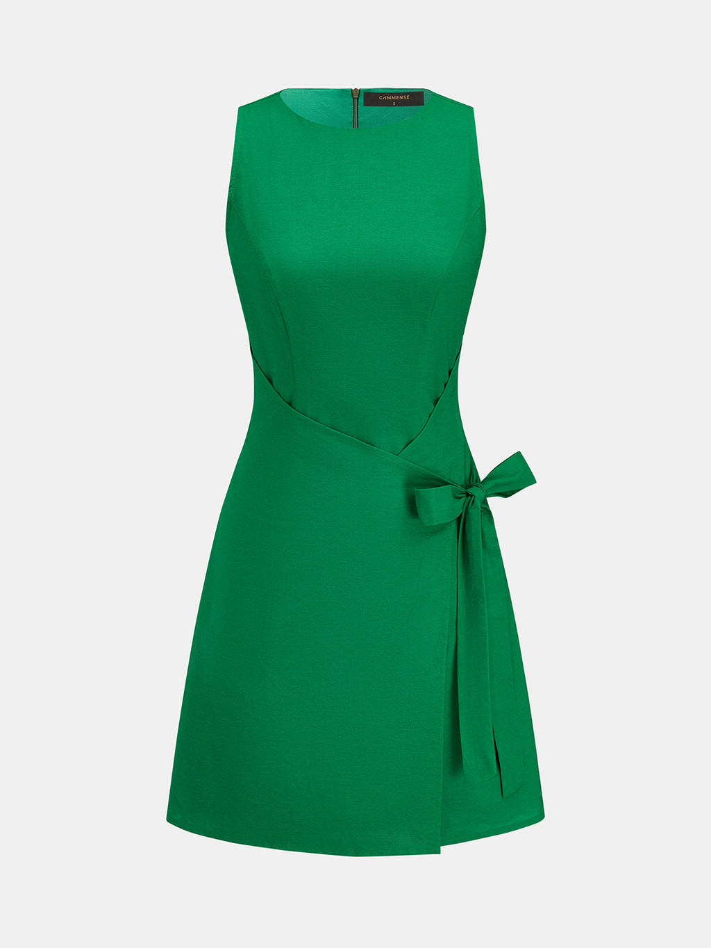 Sleeveless Mini Dress with Cotton-Linen Wrap Tie Detail