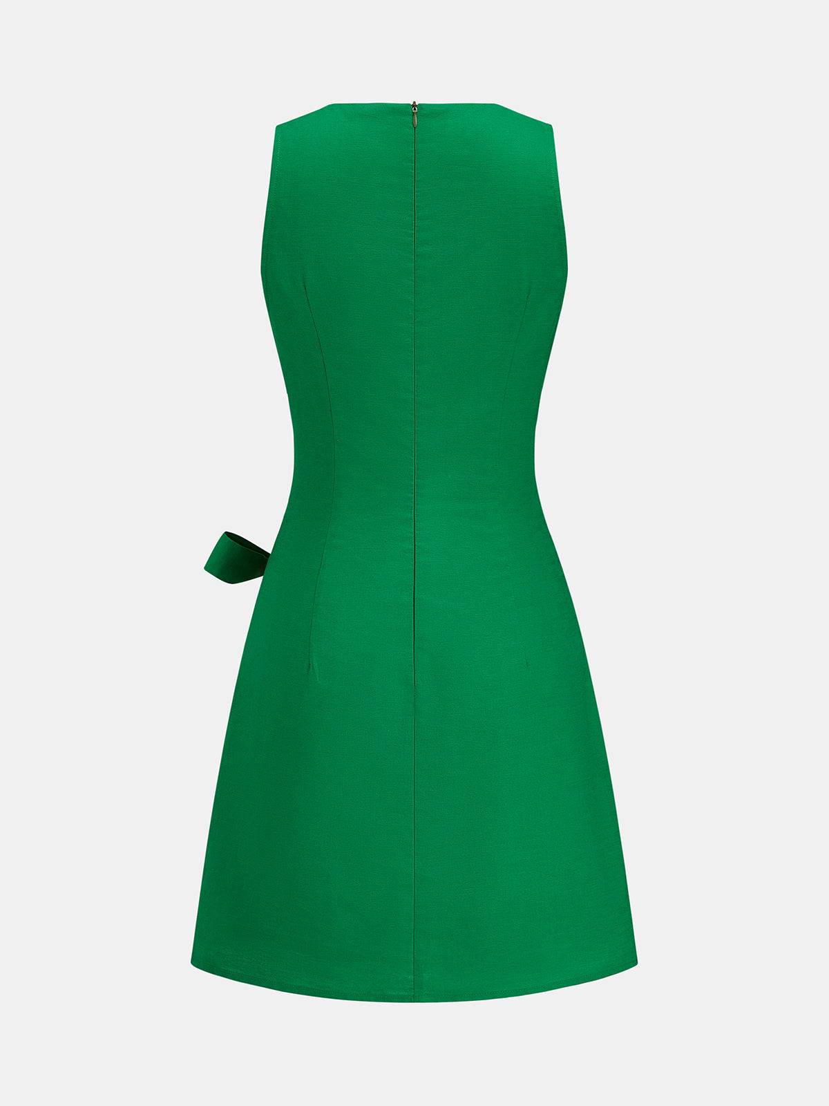 Sleeveless Mini Dress with Cotton-Linen Wrap Tie Detail