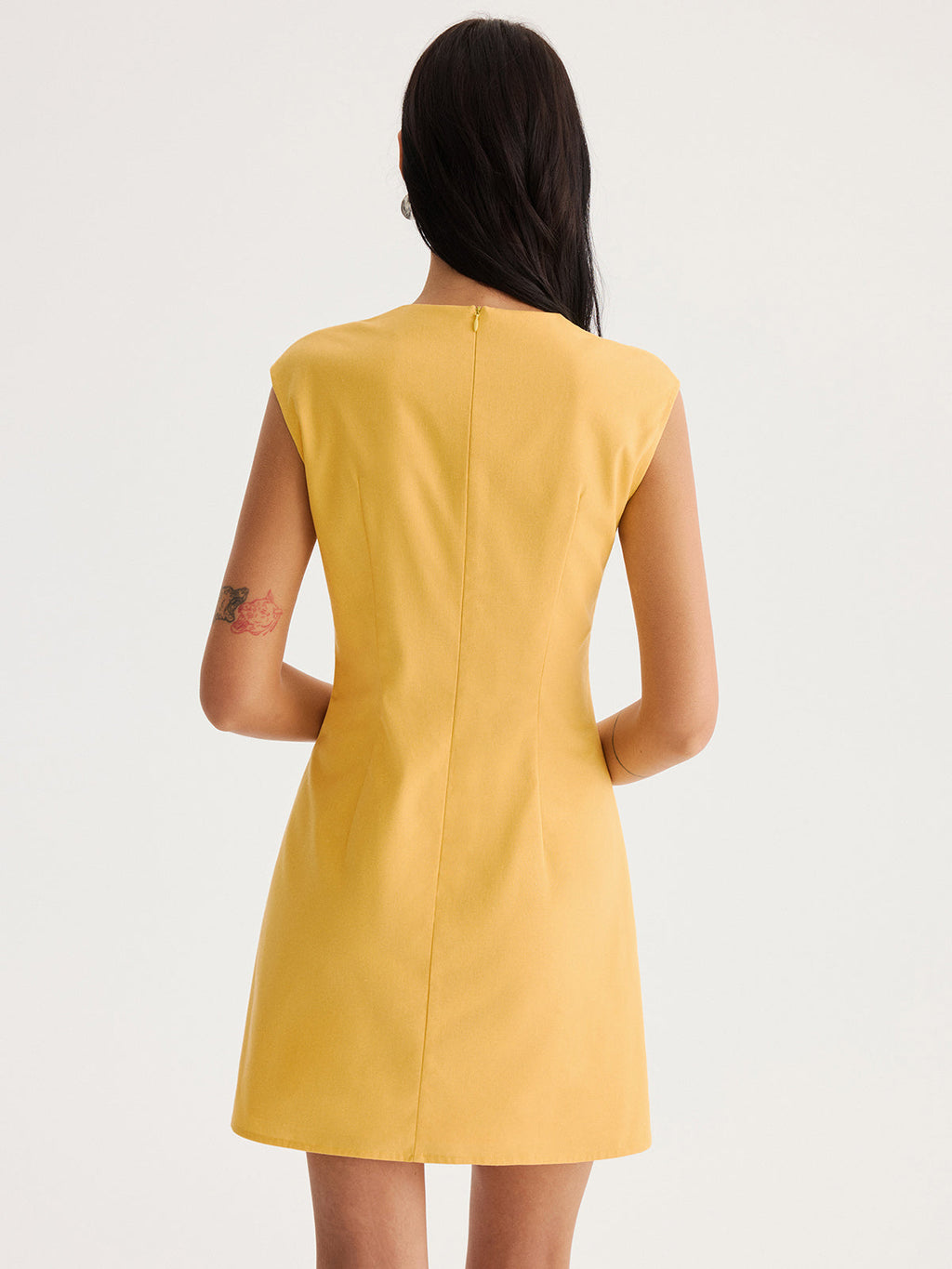 Sleeveless Mini Dress with Eyelet Trim in Linen Blend