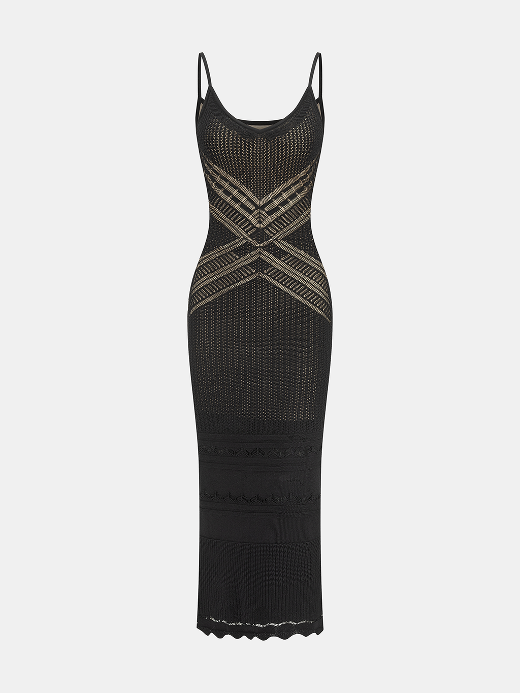 Crisscross Back Hollow Knit Maxi Dress