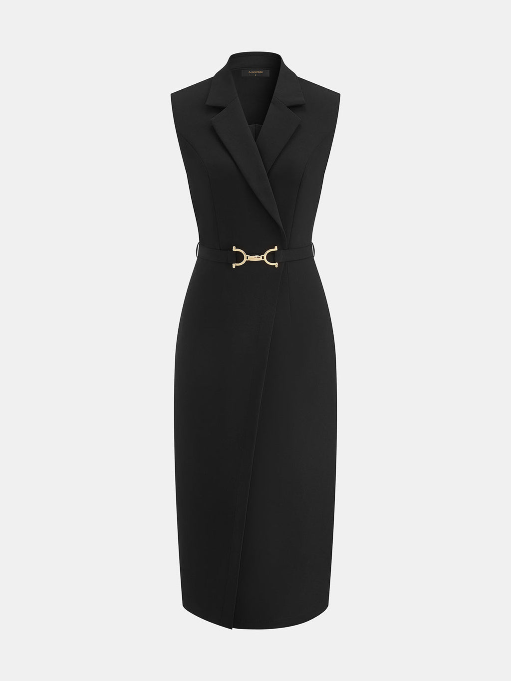 Belted Sleeveless Wrap Maxi Dress with Lapel Detail