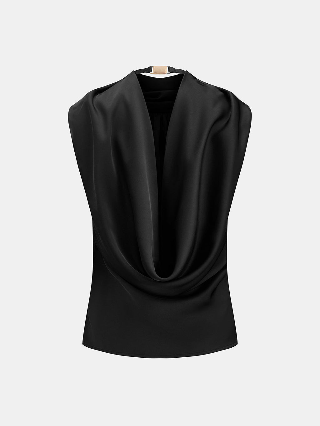 Satin Cowl Back Halter Neck Sleeveless Top