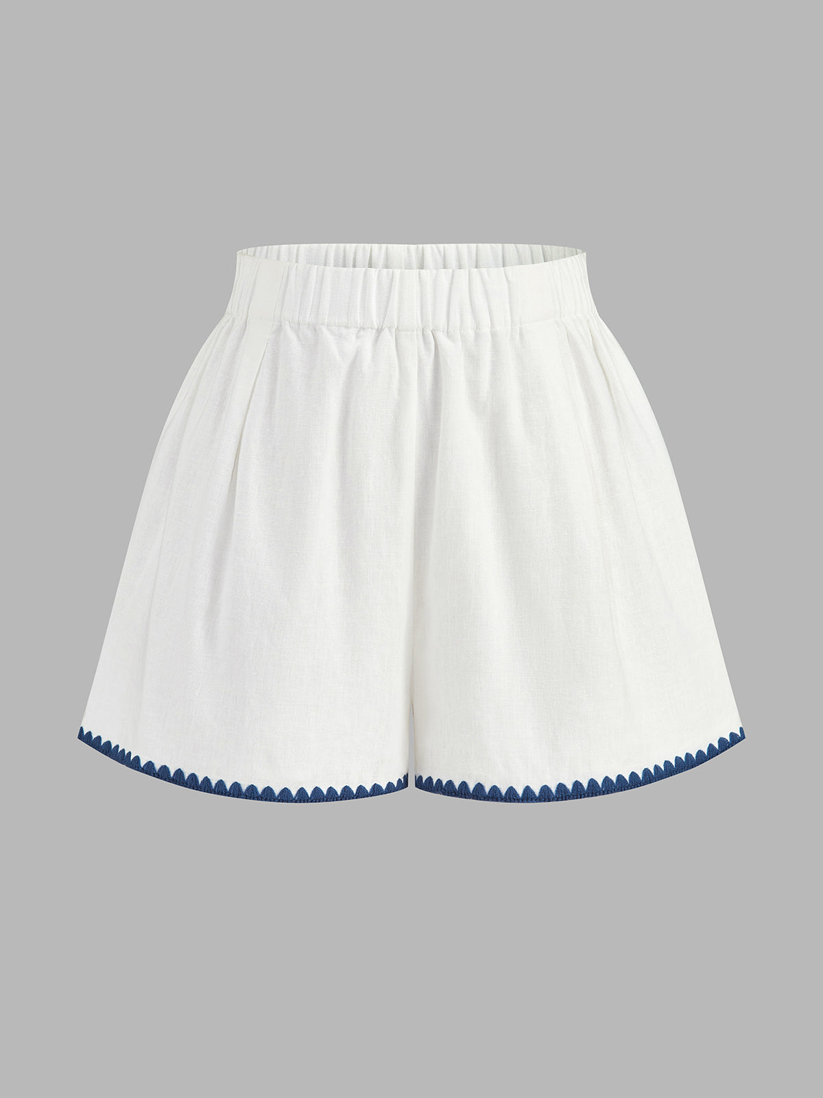 Linen Blend Two-Piece Set with Scalloped Trim