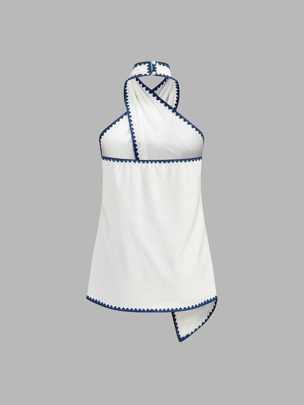 Linen Blend Two-Piece Set with Scalloped Trim