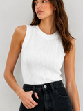 Wavy Textured Sleeveless Top in Solid Color