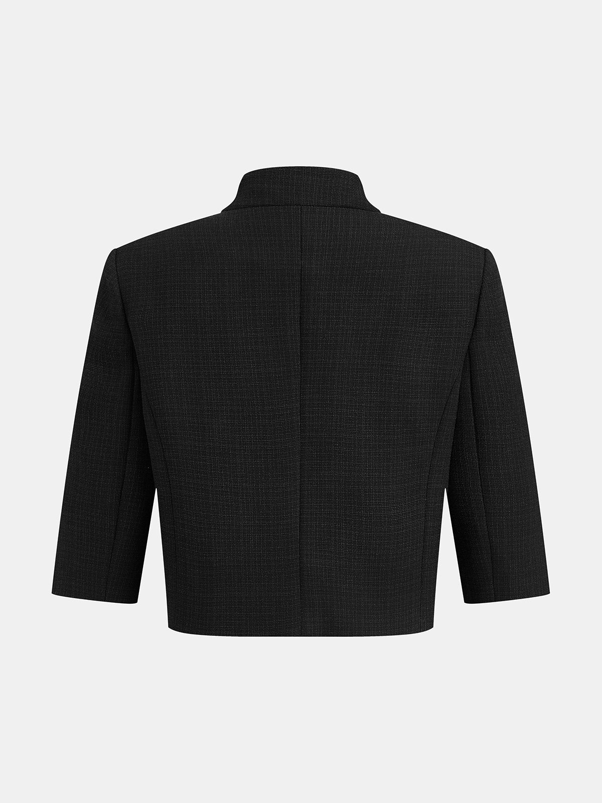 Tailored Stand Collar Blazer with Metal Button Accents