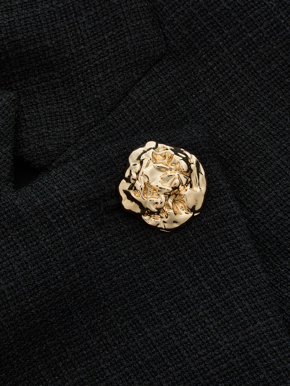 Tailored Stand Collar Blazer with Metal Button Accents