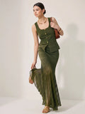 Textured Knit Top with Sheer Mermaid Skirt Ensemble