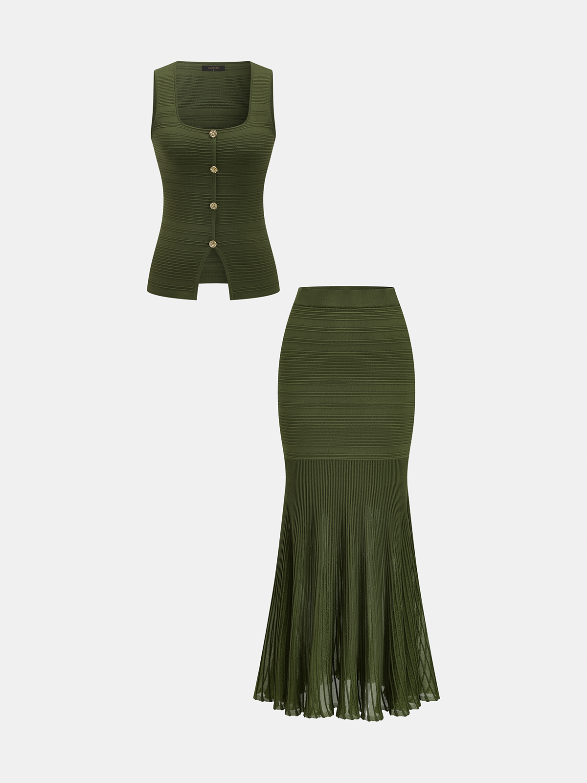 Textured Knit Top with Sheer Mermaid Skirt Ensemble