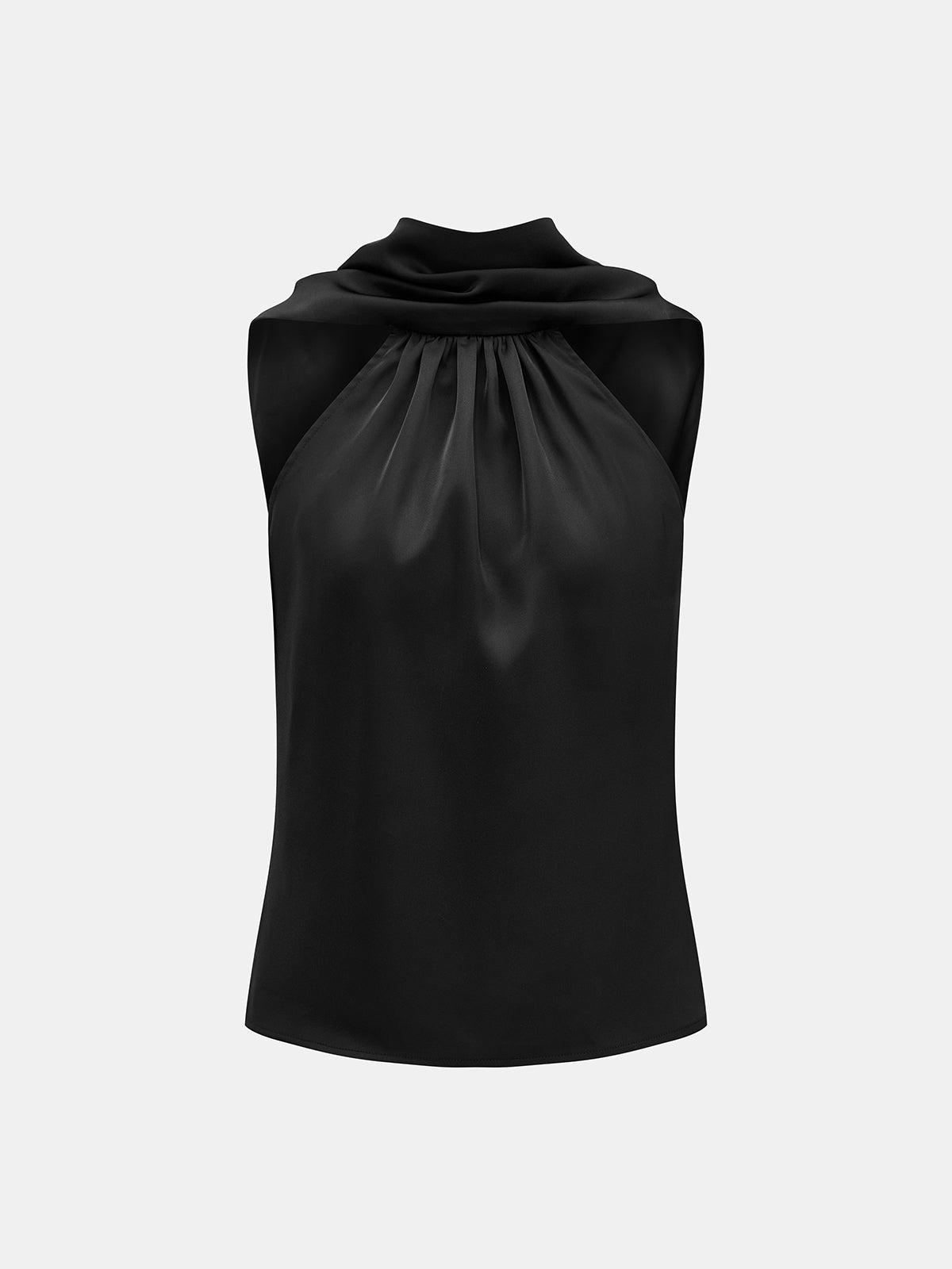 Satin Cowl Back Halter Neck Sleeveless Top