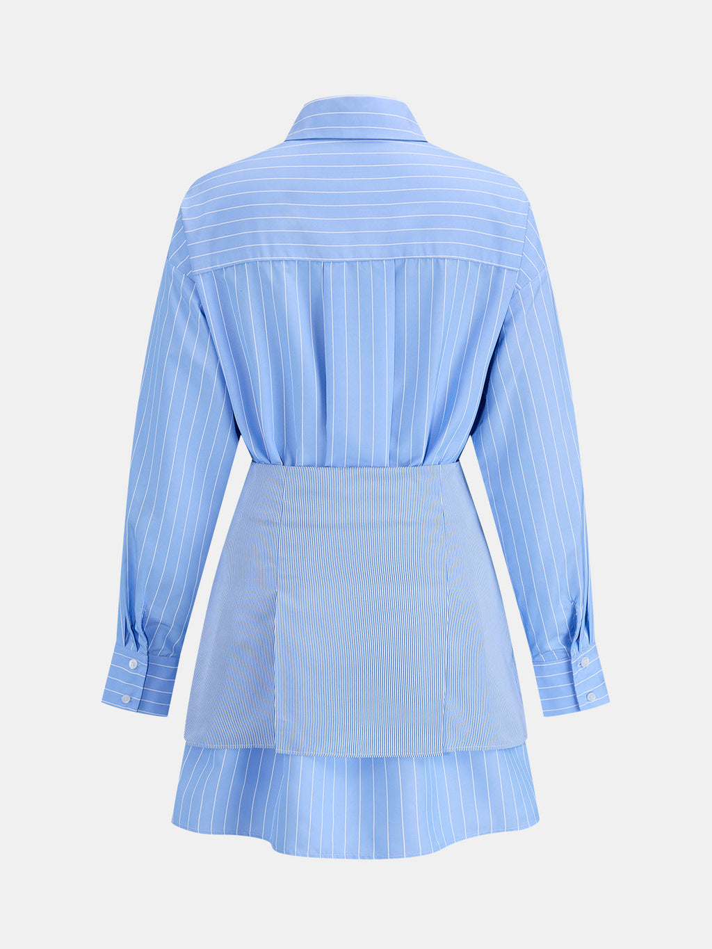 Chic Striped Shirt Dress with Coordinating Wrap Mini Skirt Set