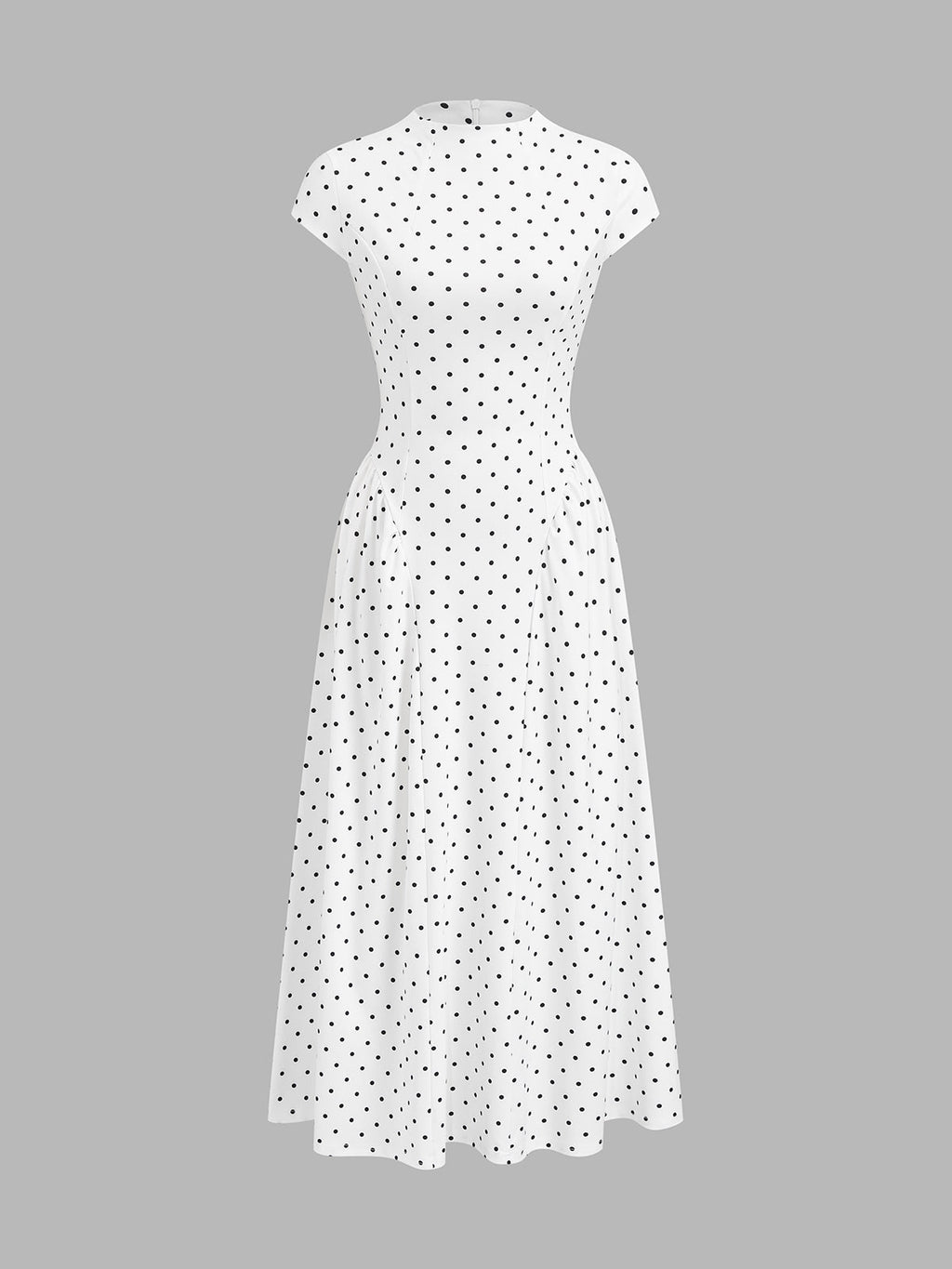 Polka Dot Cap Sleeve Fit and Flare Maxi Dress
