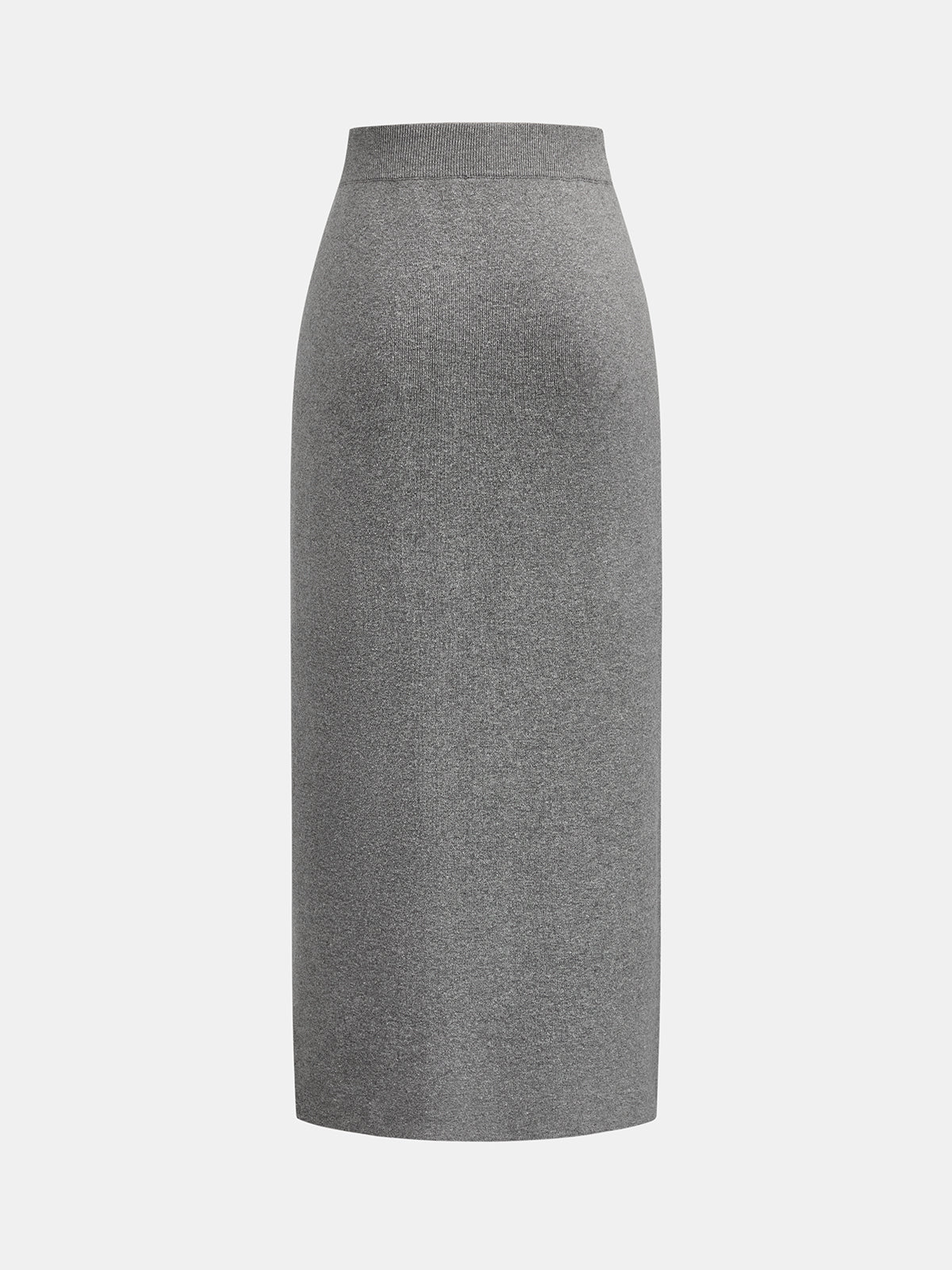 Chic Knit Skirt Set with Metal Button Details