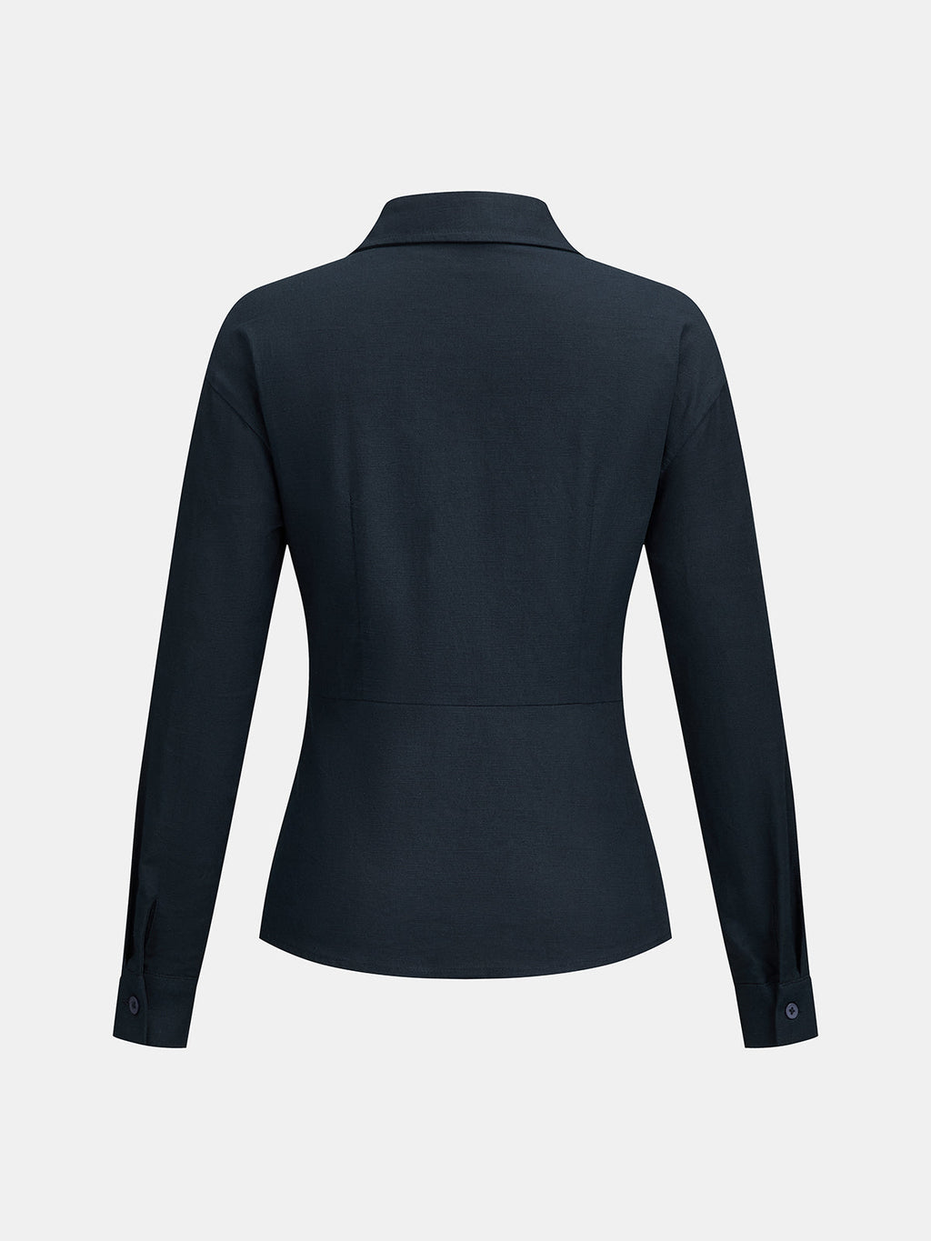 Collared Wrap Blouse with Ruched Waist Detail