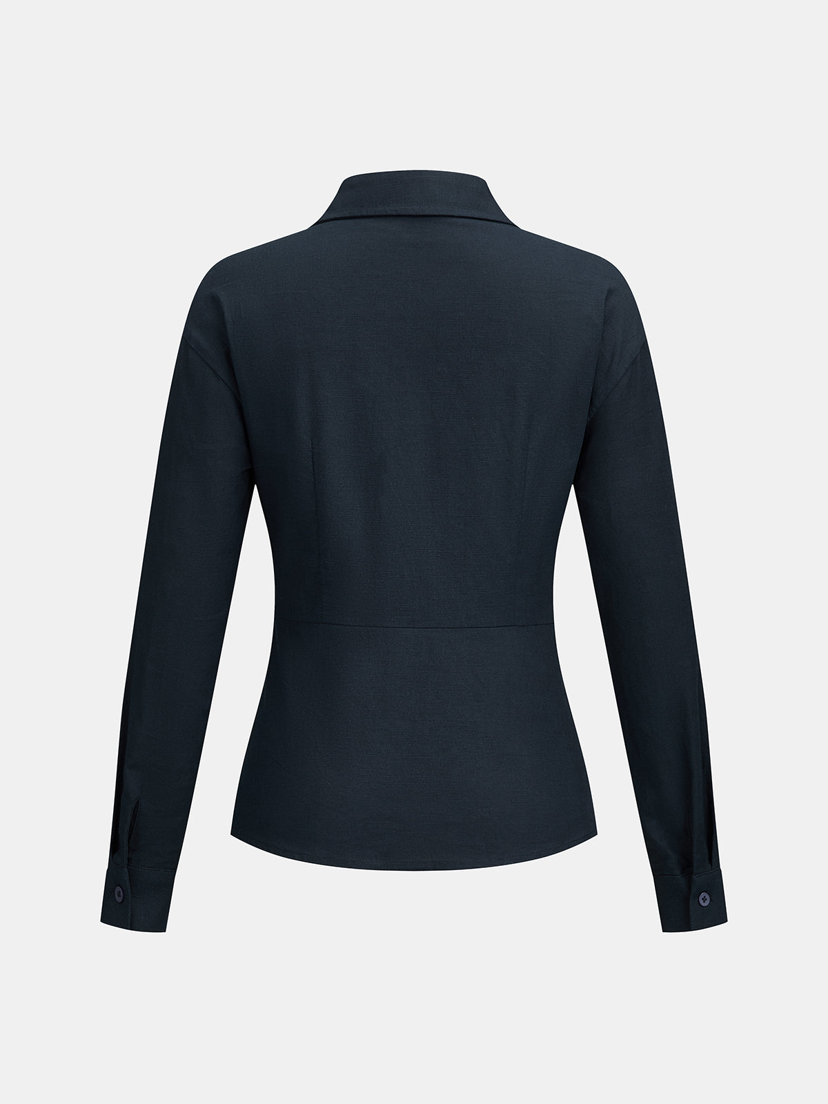Collared Wrap Blouse with Ruched Waist Detail