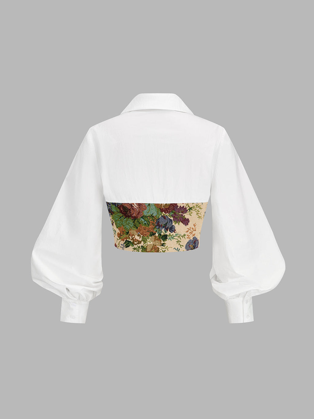 Cropped Floral Corset Blouse with Long Sleeves